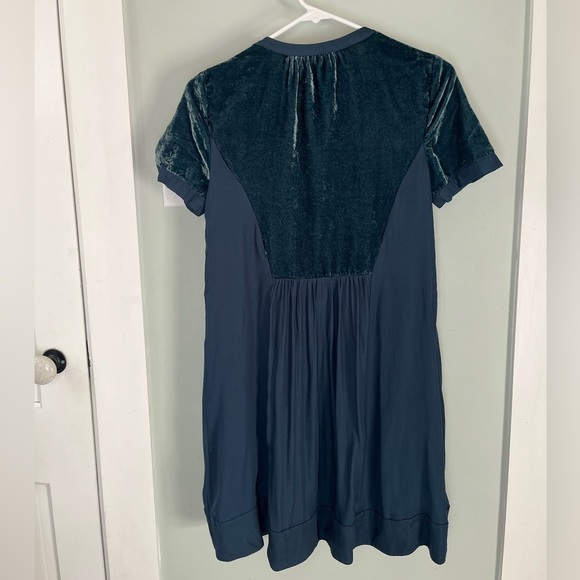 Maeve Anthropologie Ingrid Velvet Tunic Dress Navy mini XS - Picture 4 of 7
